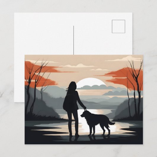 Mädchen mit Hund Postkarte (Vorne/Hinten)