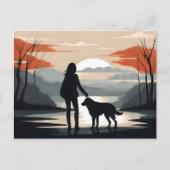 Mädchen mit Hund Postkarte (Vorderseite)