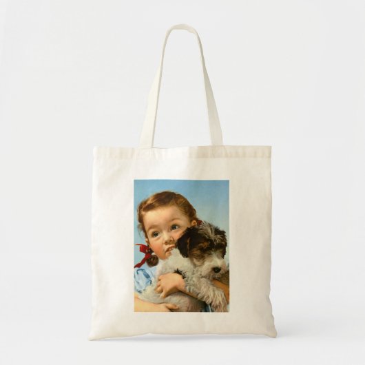 Mädchen mit Hund Tragetasche (Vorne)