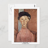 Mädchen mit Hut von Modigliani Amedeo Postkarte (Vorne/Hinten)