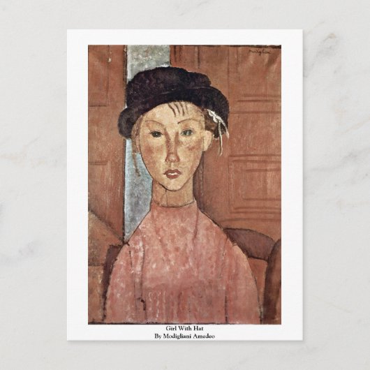Mädchen mit Hut von Modigliani Amedeo Postkarte (Vorderseite)