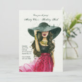 Mädchen mit Huteinladung Einladung (Stehend Vorderseite)