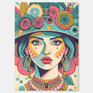 Mädchen mit Hüten Magnet