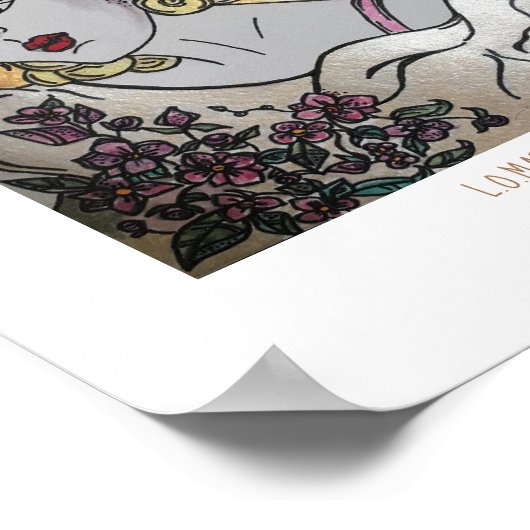 Mädchen mit Hutprint und Plakat (Ecke)