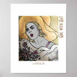 Mädchen mit Hutprint und Plakat