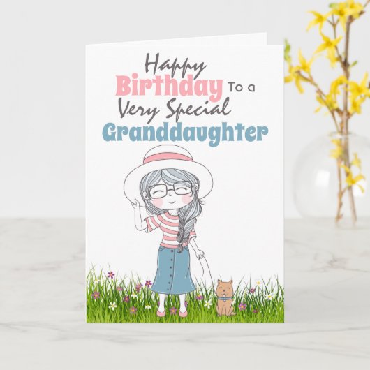 Mädchen mit Hutwanderplatz Karte (Gelbe Blume)