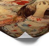 Mädchen mit ihrem Hähnchen Hühnchen Kunst Poster (Ecke)