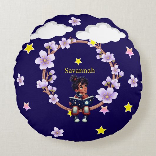 Mädchen mit ihrer Fantasie Rundes Kissen (Vorderseite)