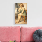 MÄDCHEN MIT IHRER KATZE LEINWANDDRUCK (Insitu (Wohnzimmer))