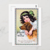 Mädchen mit Irish Setter Dog, Saint Patrick's Day Postkarte (Vorne/Hinten)