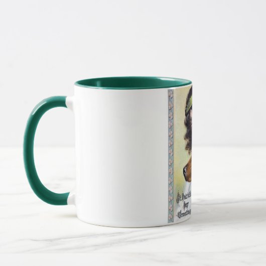Mädchen mit Irish Setter Dog, Saint Patrick's Day Tasse (Links)