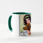 Mädchen mit Irish Setter Dog, Saint Patrick's Day Tasse (Vorderseite Links)