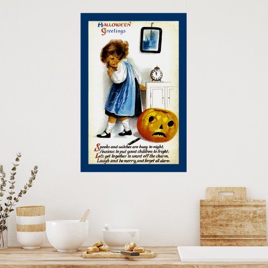 Mädchen mit Jack o' Lantern Poster (Küche)