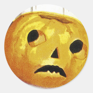 Mädchen mit Jack o' Lantern Runder Aufkleber