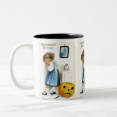 Mädchen mit Jack o' Lantern Zweifarbige Tasse (Links)