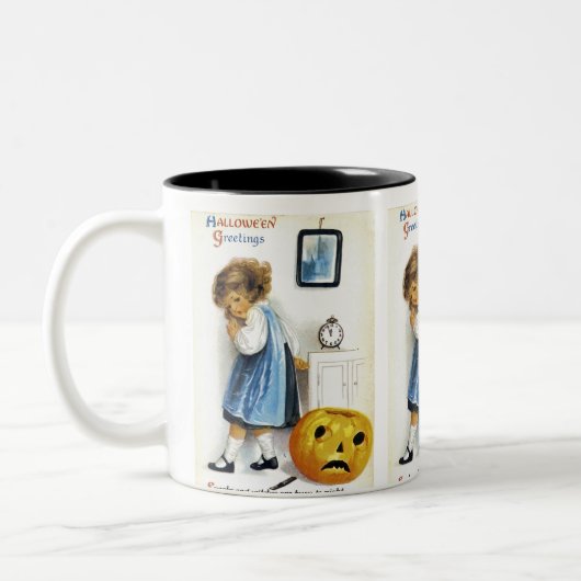 Mädchen mit Jack o' Lantern Zweifarbige Tasse (Links)