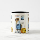 Mädchen mit Jack o' Lantern Zweifarbige Tasse (Mittel)
