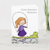 Mädchen mit Jumping Rope Personalisiert Happy Birt Karte (Vorderseite)