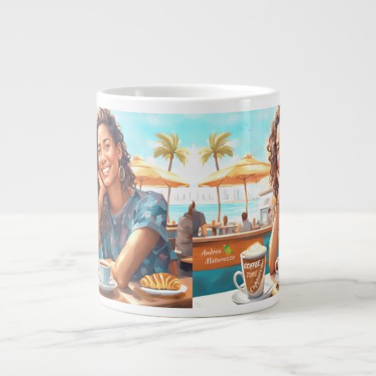 Mädchen mit Kaffeepause Jumbo-Tasse (Vorderseite)