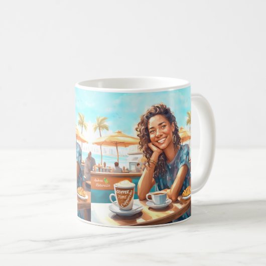 Mädchen mit Kaffeepause Kaffeetasse (VorderseiteRechts)