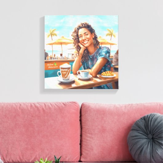 Mädchen mit Kaffeepause Leinwanddruck (Insitu (Wohnzimmer))