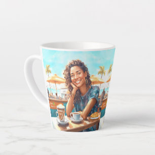 Mädchen mit Kaffeepause Milchtasse