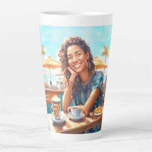 Mädchen mit Kaffeepause Milchtasse