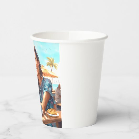 Mädchen mit Kaffeepause Pappbecher (Links)