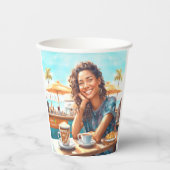 Mädchen mit Kaffeepause Pappbecher (Vorderseite)