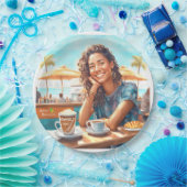 Mädchen mit Kaffeepause Pappteller (Party)