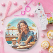 Mädchen mit Kaffeepause Pappteller (Party)