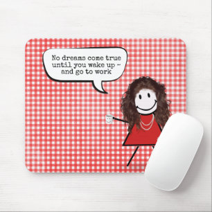 Mädchen mit Kaffeetasse auf Gingham Mousepad