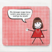 Mädchen mit Kaffeetasse auf Gingham-Muster Mousepad (Vorne)