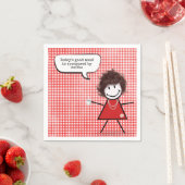 Mädchen mit Kaffeetasse auf Gingham  Serviette (Beispiel)