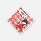 Mädchen mit Kaffeetasse auf Gingham  Serviette (Ecke)