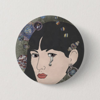 Mädchen mit Kaleidoskop-Augen Button