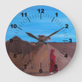 Mädchen mit Kamel Gemälde von Alfred Fox Große Wanduhr (Vorderseite)