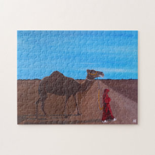 Mädchen mit Kamel Gemälde von Alfred Fox Puzzle
