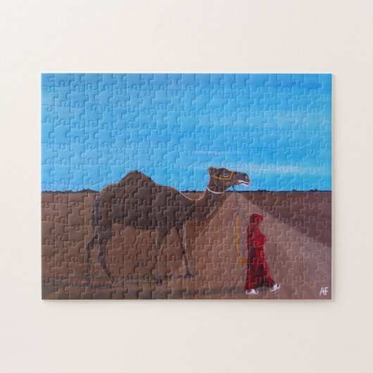 Mädchen mit Kamel Gemälde von Alfred Fox Puzzle (Horizontal)