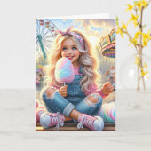 Mädchen mit karnevaler Baumwolle Karte (Gelbe Blume)