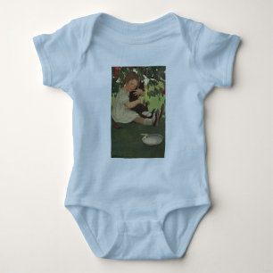 Mädchen mit Kätzchen Baby Strampler