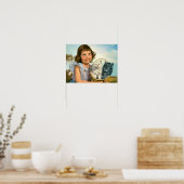 Mädchen mit Kätzchen Poster (Küche)