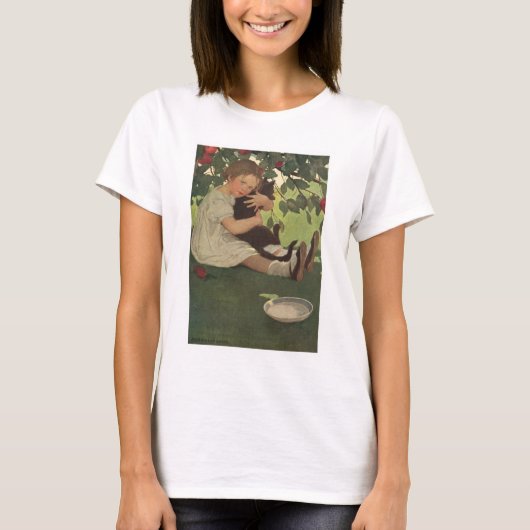 Mädchen mit Kätzchen T-Shirt (Vorderseite)