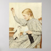 Mädchen mit Katze, Albert Anker Poster (Vorne)
