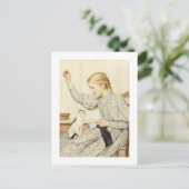 Mädchen mit Katze, Albert Anker Postkarte (Stehend Vorderseite)