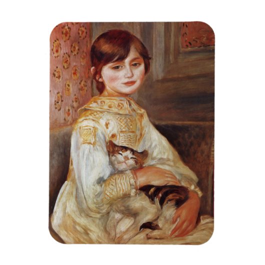 Mädchen mit Katze, Auguste Renoir Magnet (Vertikal)