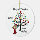 Mädchen mit Katze Erste Weihnachtsfeier Maßgeschne Keramik Ornament (Links)