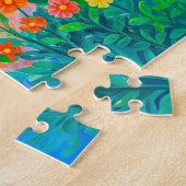 Mädchen mit Katze im luftigen Sommergarten Puzzle (Seite)