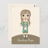Mädchen mit Katze schickt Schläger Postkarte (Vorne/Hinten)