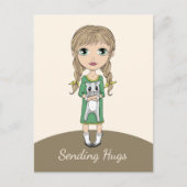 Mädchen mit Katze schickt Schläger Postkarte (Vorderseite)